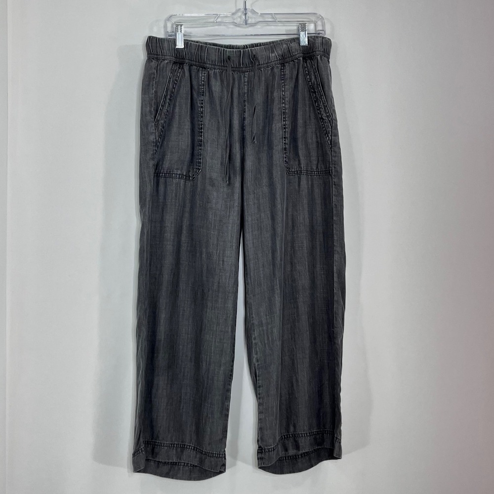 Splendid Womens XL Gray Lyocell Wide Leg Cropped Drawstring Pants 1963656